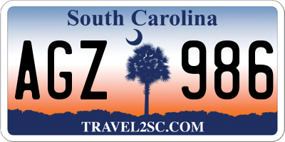 SC license plate AGZ986