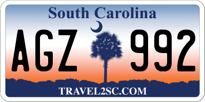 SC license plate AGZ992