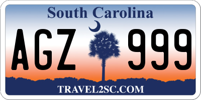 SC license plate AGZ999