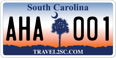 SC license plate AHA001