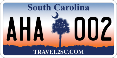 SC license plate AHA002