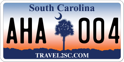 SC license plate AHA004