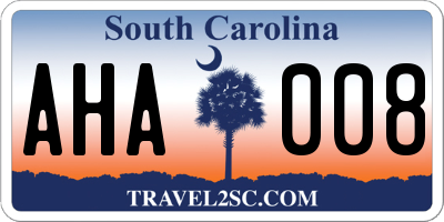 SC license plate AHA008