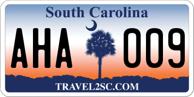 SC license plate AHA009