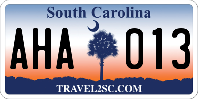 SC license plate AHA013