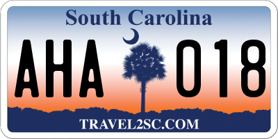 SC license plate AHA018