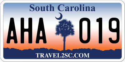 SC license plate AHA019