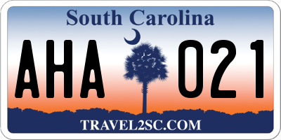 SC license plate AHA021