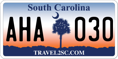 SC license plate AHA030