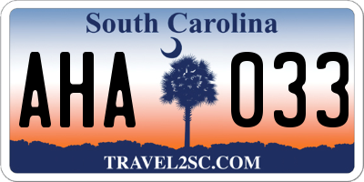 SC license plate AHA033