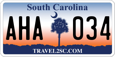 SC license plate AHA034