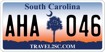 SC license plate AHA046