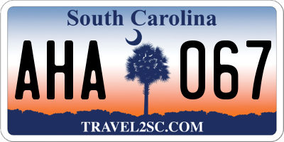 SC license plate AHA067