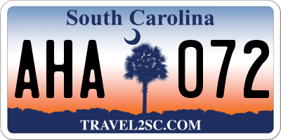 SC license plate AHA072