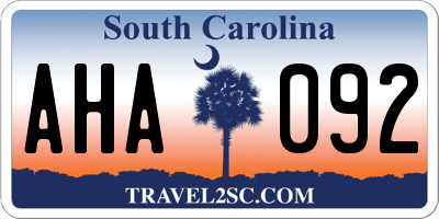 SC license plate AHA092