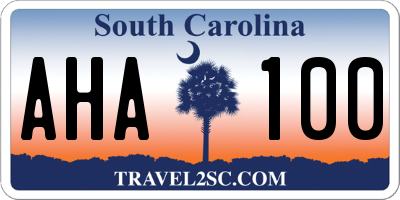 SC license plate AHA100