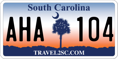 SC license plate AHA104