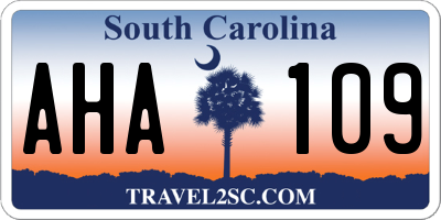 SC license plate AHA109