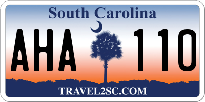 SC license plate AHA110