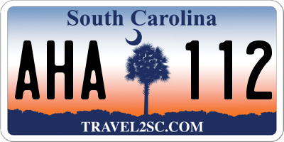 SC license plate AHA112