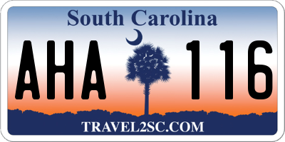 SC license plate AHA116