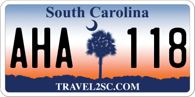 SC license plate AHA118
