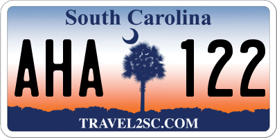 SC license plate AHA122