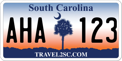 SC license plate AHA123