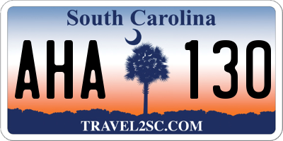 SC license plate AHA130