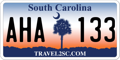 SC license plate AHA133