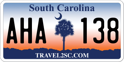 SC license plate AHA138