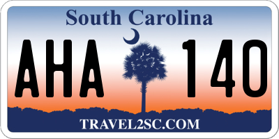 SC license plate AHA140