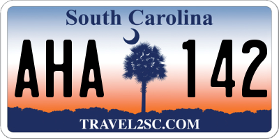 SC license plate AHA142