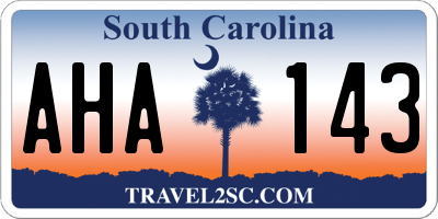 SC license plate AHA143