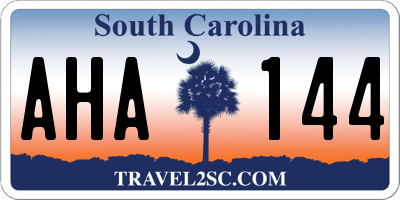 SC license plate AHA144