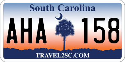 SC license plate AHA158