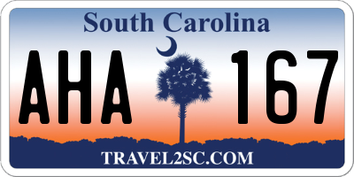 SC license plate AHA167