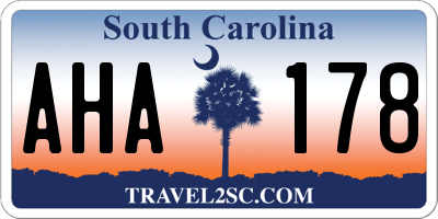 SC license plate AHA178