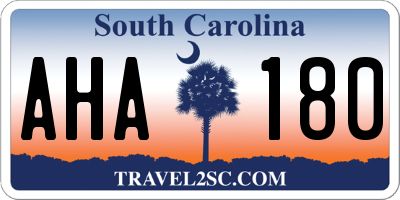 SC license plate AHA180