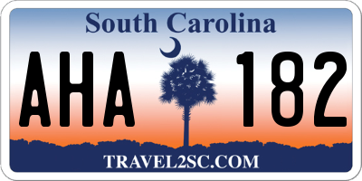 SC license plate AHA182