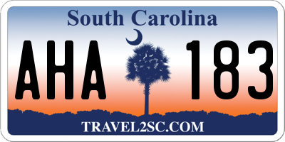 SC license plate AHA183