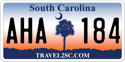 SC license plate AHA184