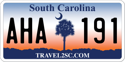 SC license plate AHA191