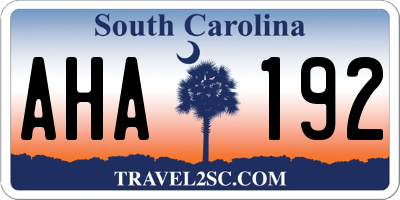 SC license plate AHA192