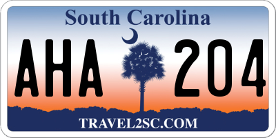 SC license plate AHA204