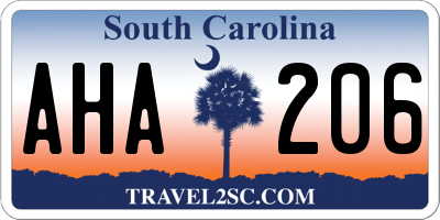 SC license plate AHA206