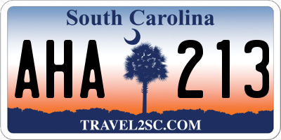 SC license plate AHA213