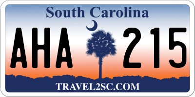 SC license plate AHA215
