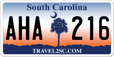 SC license plate AHA216