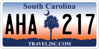 SC license plate AHA217